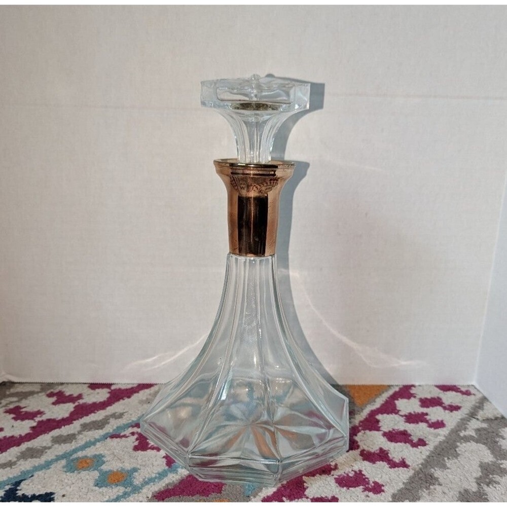 Vintage MCM Large Cut Glass Wine decanter and stopper‎